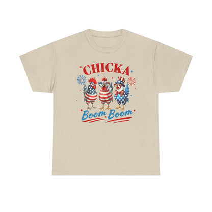 4th of July Graphic Tee Unisex Heavy Cotton Chica Boom Boom Shirt Patriotic American Holiday Top - Toddcraft