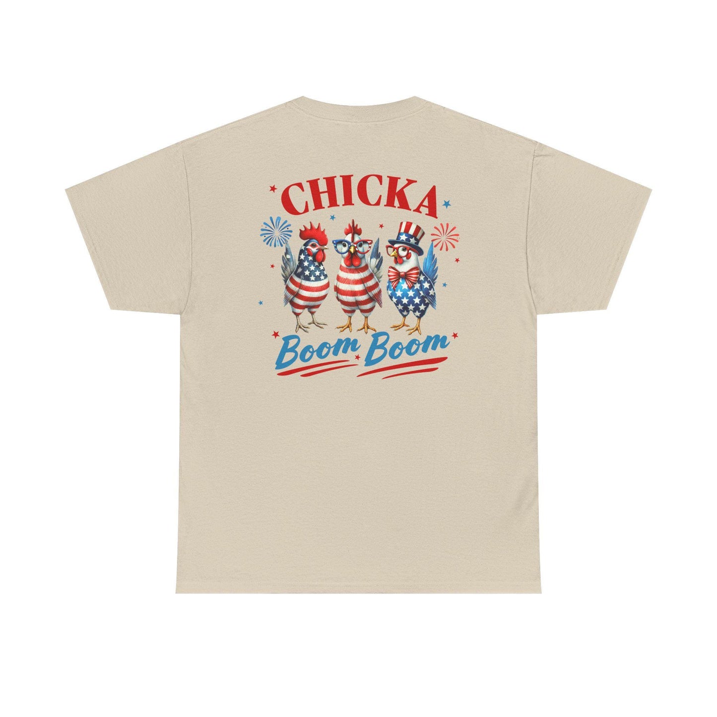 4th of July Graphic Tee Unisex Heavy Cotton Chica Boom Boom Shirt Patriotic American Holiday Top - Toddcraft