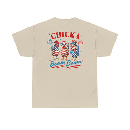 4th of July Graphic Tee Unisex Heavy Cotton Chica Boom Boom Shirt Patriotic American Holiday Top - Toddcraft