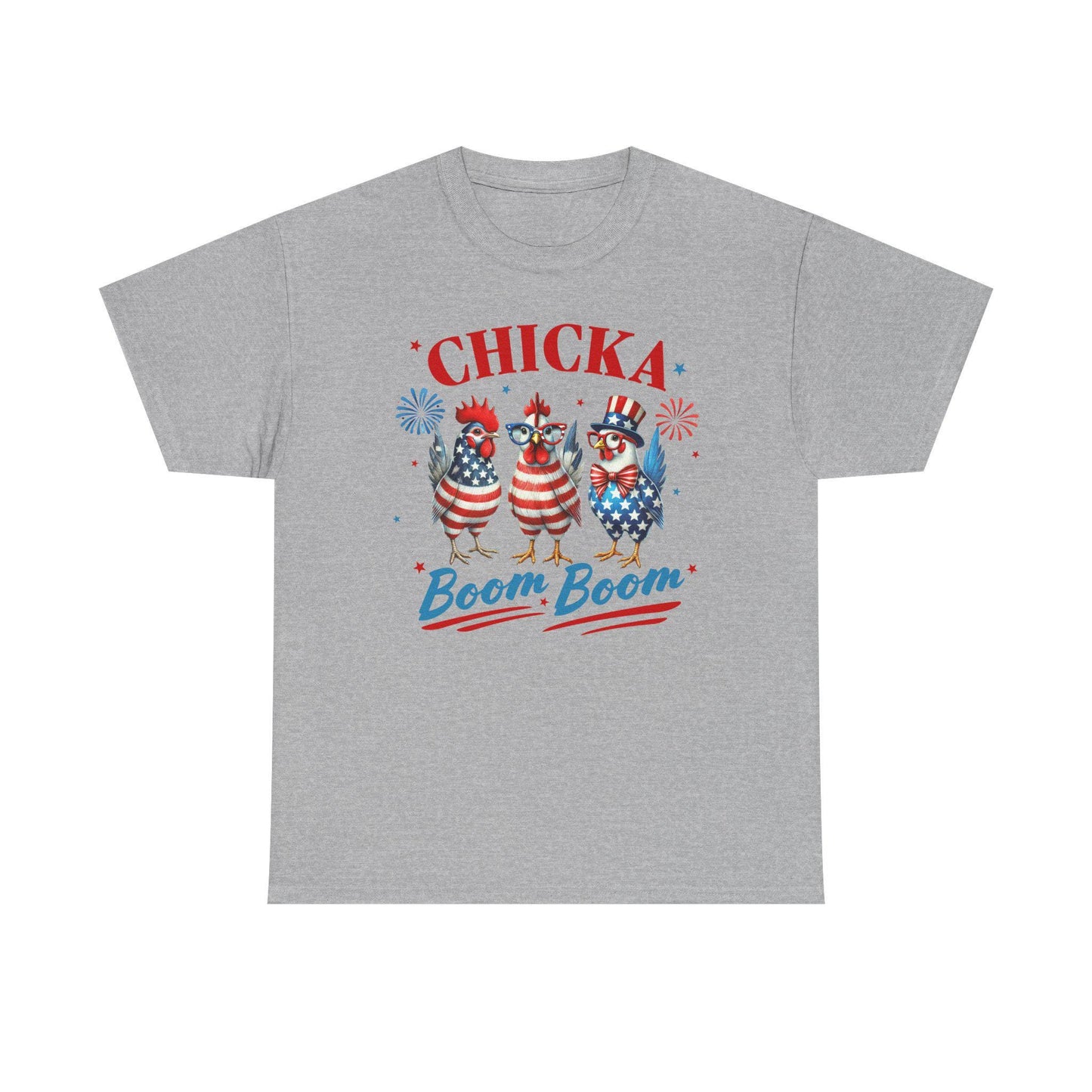 4th of July Graphic Tee Unisex Heavy Cotton Chica Boom Boom Shirt Patriotic American Holiday Top - Toddcraft