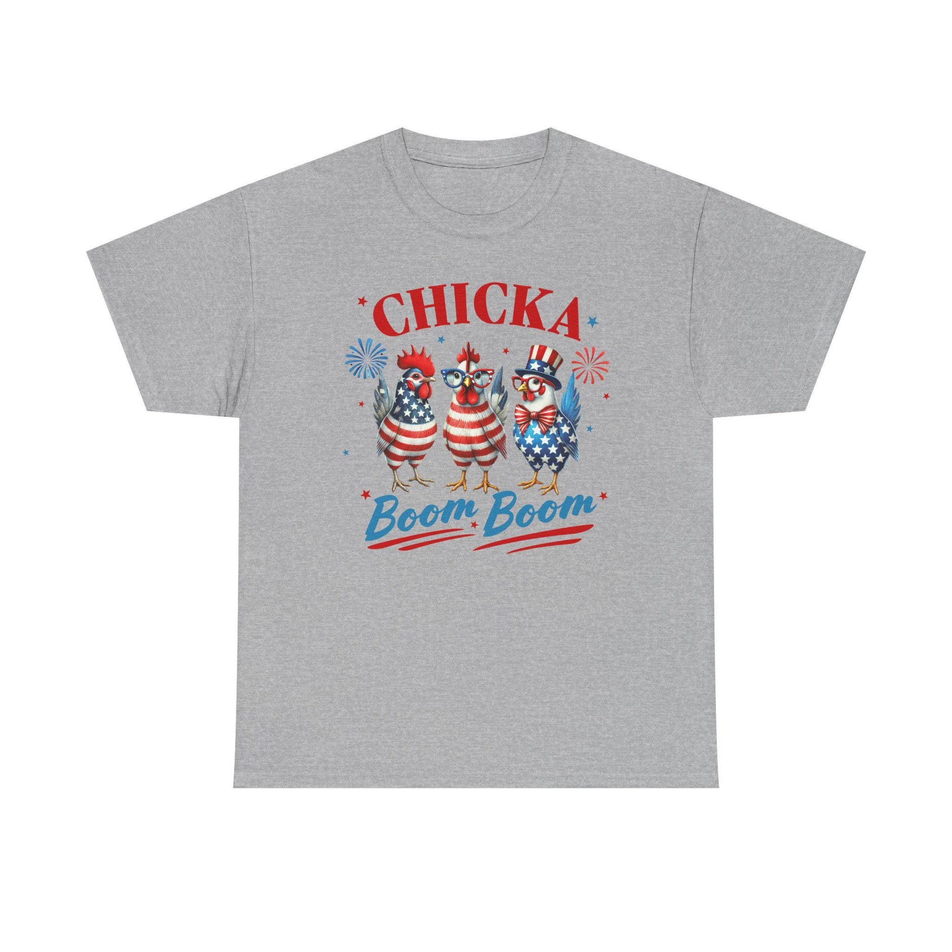 4th of July Graphic Tee Unisex Heavy Cotton Chica Boom Boom Shirt Patriotic American Holiday Top - Toddcraft