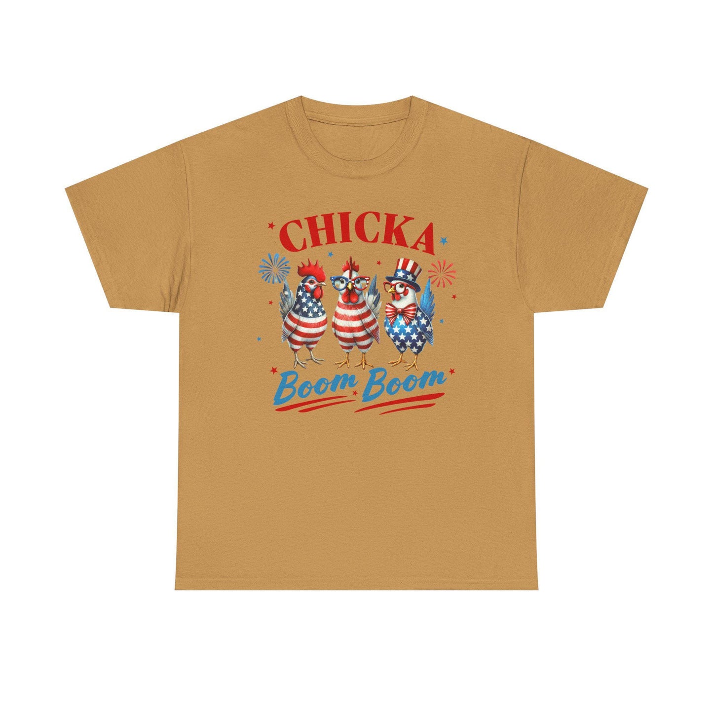 4th of July Graphic Tee Unisex Heavy Cotton Chica Boom Boom Shirt Patriotic American Holiday Top - Toddcraft