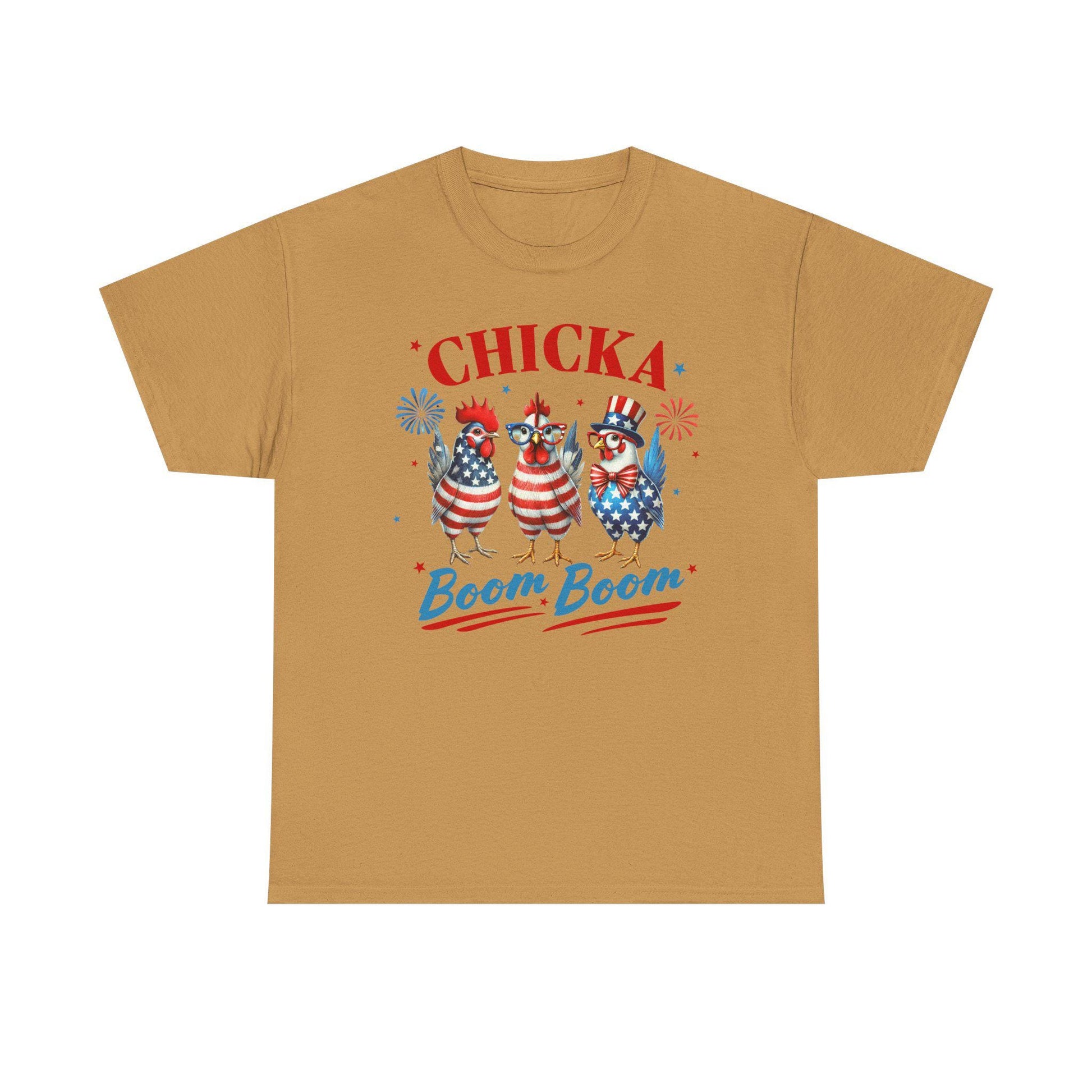 4th of July Graphic Tee Unisex Heavy Cotton Chica Boom Boom Shirt Patriotic American Holiday Top - Toddcraft