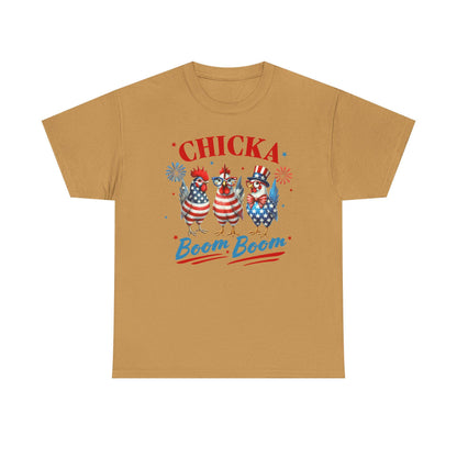 4th of July Graphic Tee Unisex Heavy Cotton Chica Boom Boom Shirt Patriotic American Holiday Top - Toddcraft