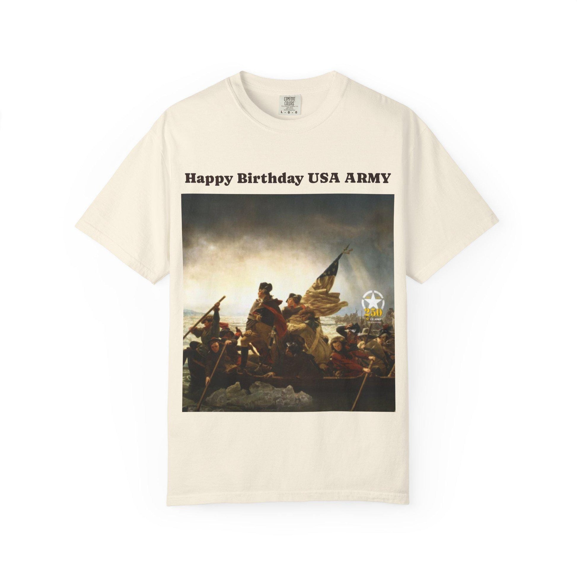 George Washington Crossing Potomac T-Shirt - US Army 250th Birthday Unisex Garment-Dyed Tee - Toddcraft