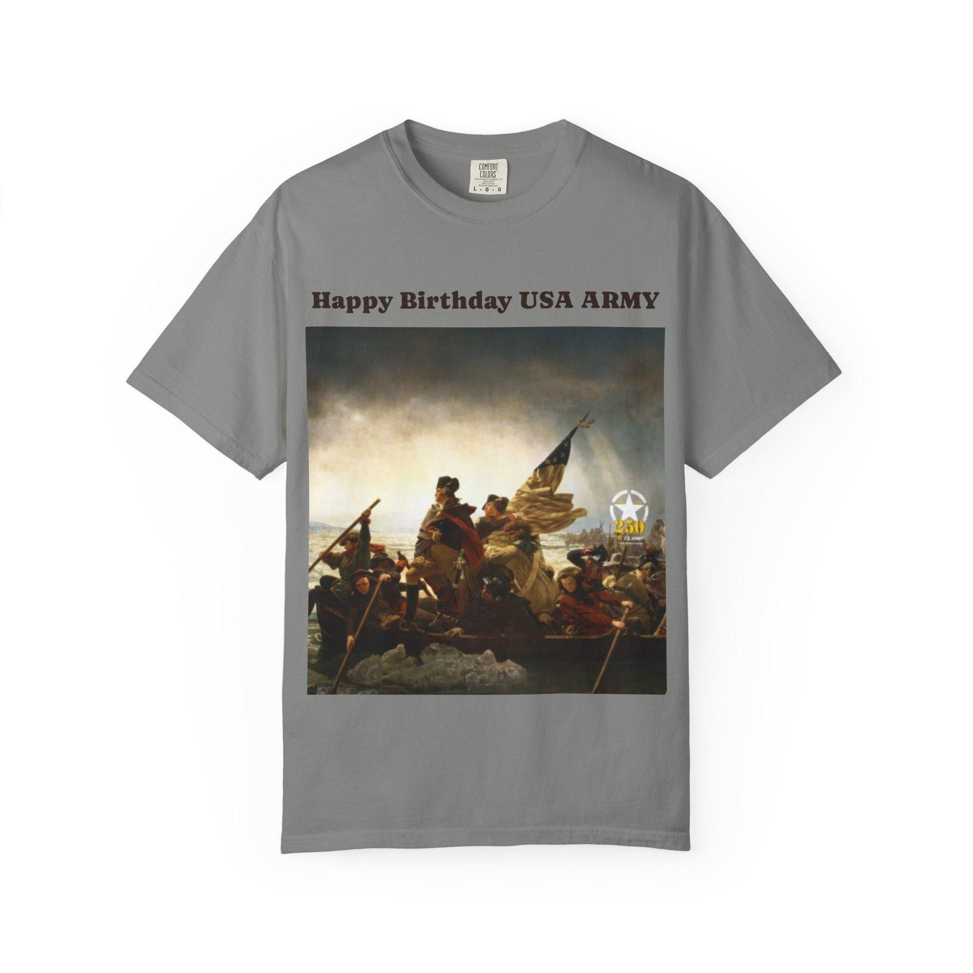 George Washington Crossing Potomac T-Shirt - US Army 250th Birthday Unisex Garment-Dyed Tee - Toddcraft