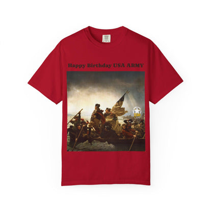 George Washington Crossing Potomac T-Shirt - US Army 250th Birthday Unisex Garment-Dyed Tee - Toddcraft