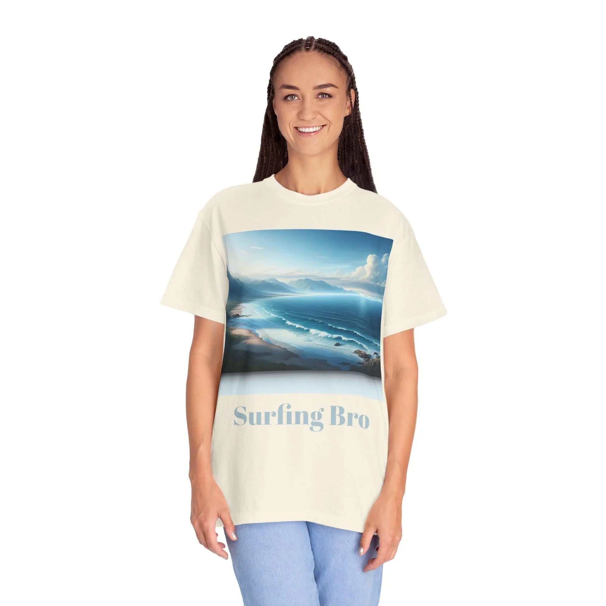 Surfing Bro T-Shirt Unisex Garment-Dyed Ocean Scenery Shirt Beach Bum Gift Casual Surf Tee - Toddcraft