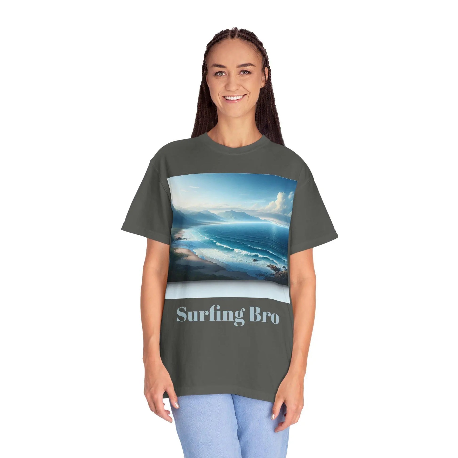 Surfing Bro T-Shirt Unisex Garment-Dyed Ocean Scenery Shirt Beach Bum Gift Casual Surf Tee - Toddcraft