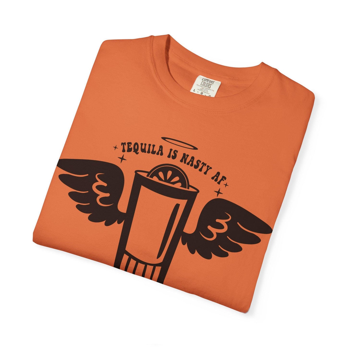 Tequila Lover Unisex Garment-Dyed T-Shirt  Funny Drinking Buddy Gift with Lime & Wings Glass Design - Toddcraft