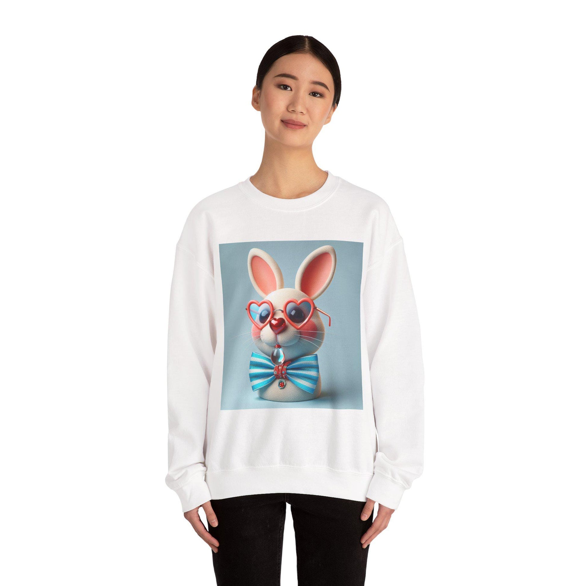 Cozy Bunny Mood Pullover Sweatshirt for Animal Lovers  Trendy Graphic Sweatshirt, Casual Cute Bunny Hoodie for Spring & Fall - Toddcraft