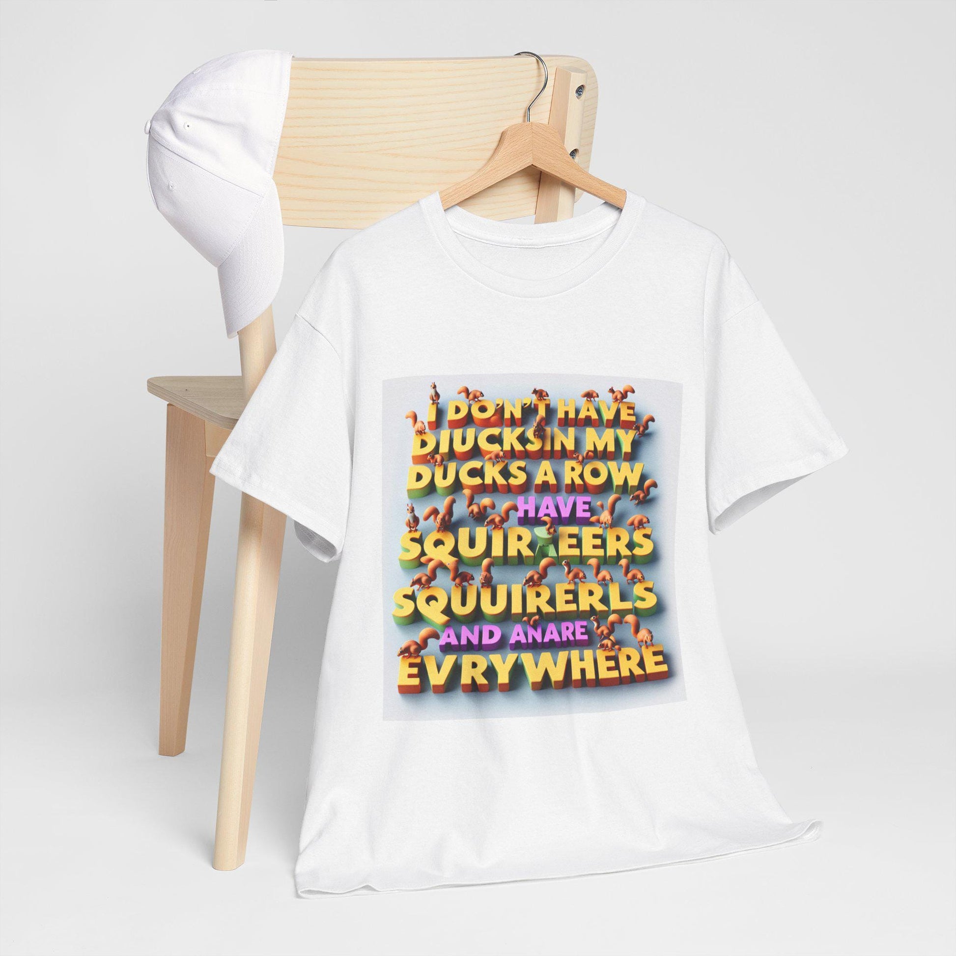 Hilarious Unisex Cotton T-Shirt: Squirrels Everywhere Instead of Ducks in a Row - Toddcraft