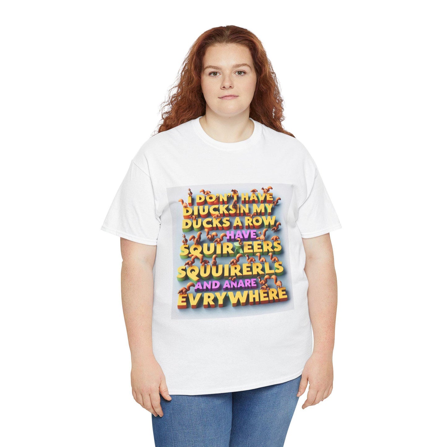 Hilarious Unisex Cotton T-Shirt: Squirrels Everywhere Instead of Ducks in a Row - Toddcraft