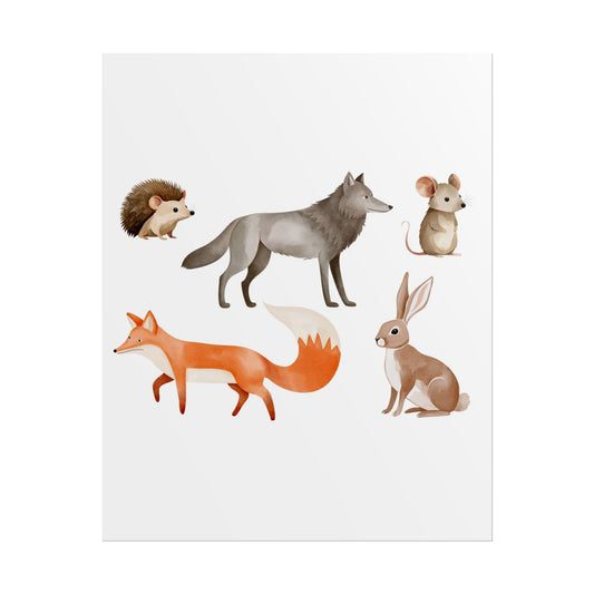 Watercolor Woodland Animals Nursery Prints, Forest Animal Wall Art Set, Neutral Baby Room Decor, Unframed Nursery Gift Posters, Rolled Art - Toddcraft