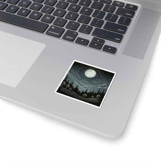 Enchanting Moon and Forest Night Scene Sticker for Water Bottles, Laptops, and Outdoor Enthusiasts - Toddcraft