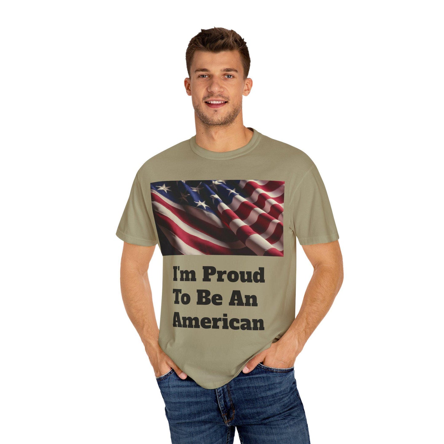 American Flag Unisex T-Shirt Patriotic Independence Day Shirt Garment-Dyed Proud to Be American Tee - Toddcraft