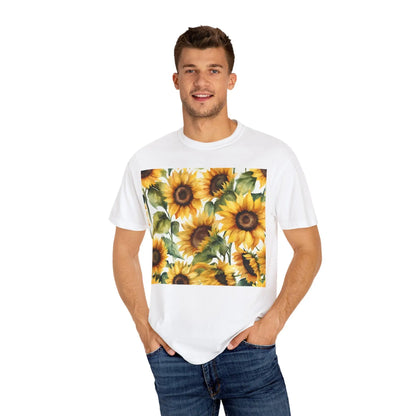 Colorful Floral Bloom Unisex Garment-Dyed T-Shirt  Vibrant Flower Tee Aesthetic, Artistic Botanical Shirt, Nature-Inspired Gift - Toddcraft