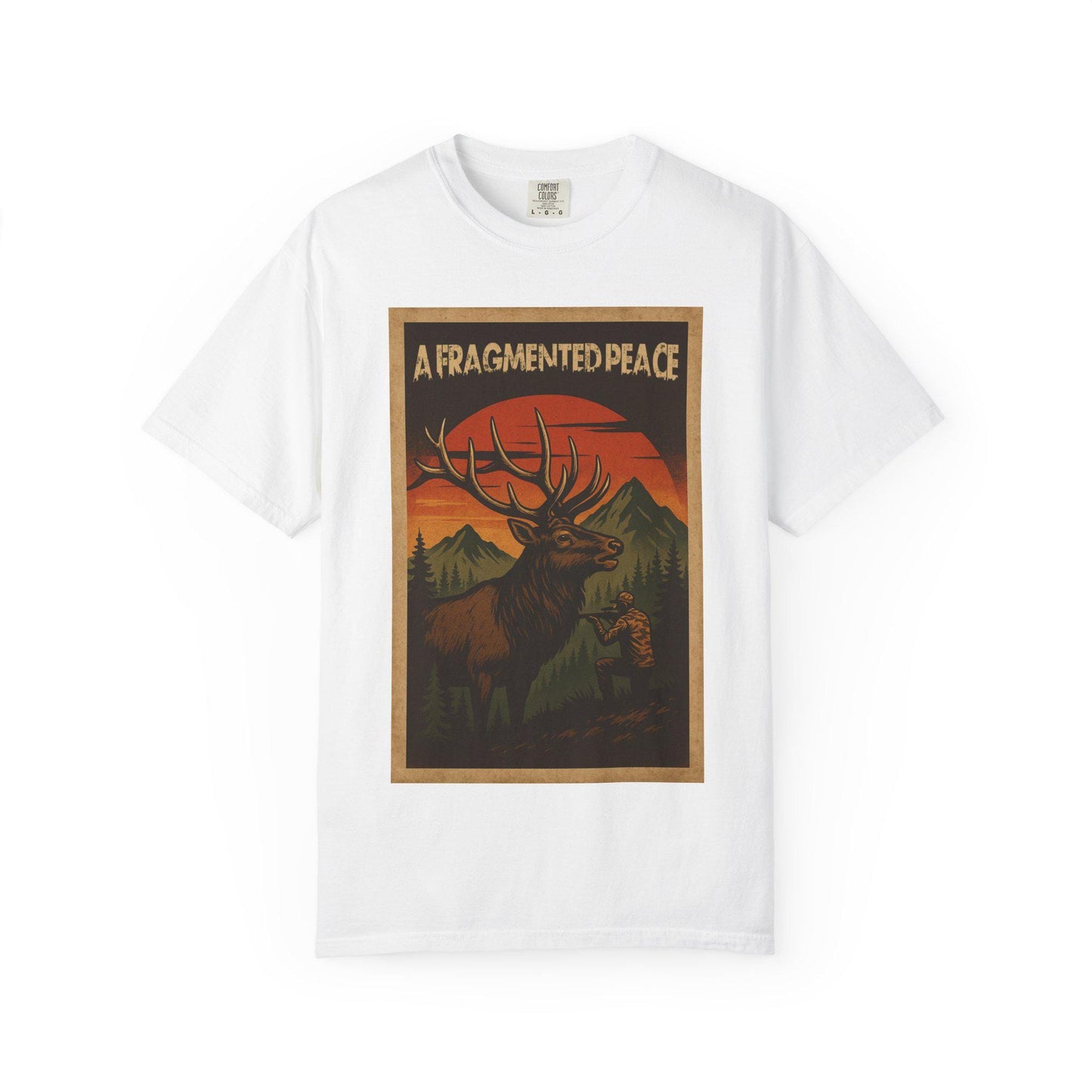 Fragmented peace Elk Portrait  Nature lovers hunters gift for dad grandpa and son or any outdoors man Unisex Garment-Dyed T-shirt - Toddcraft