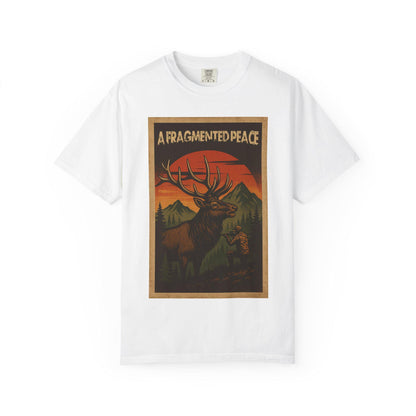 Fragmented peace Elk Portrait  Nature lovers hunters gift for dad grandpa and son or any outdoors man Unisex Garment-Dyed T-shirt - Toddcraft