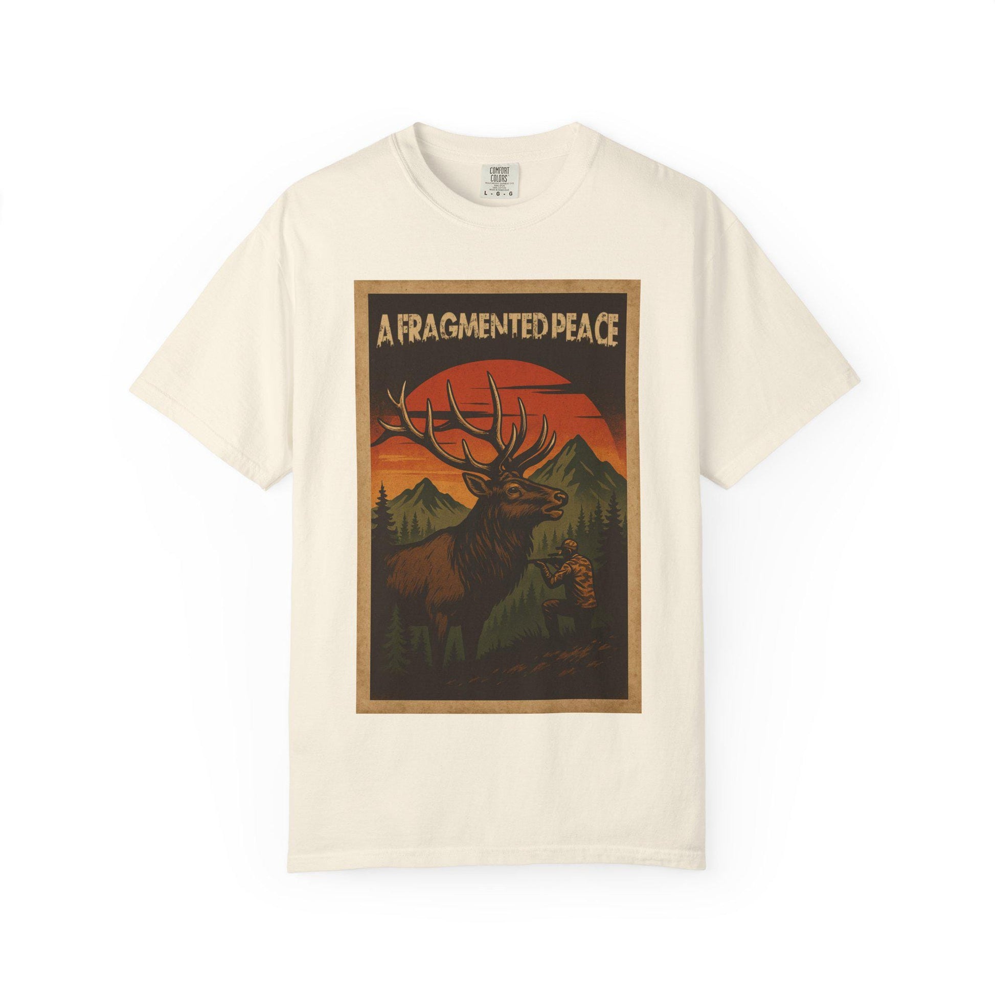 Fragmented peace Elk Portrait  Nature lovers hunters gift for dad grandpa and son or any outdoors man Unisex Garment-Dyed T-shirt - Toddcraft