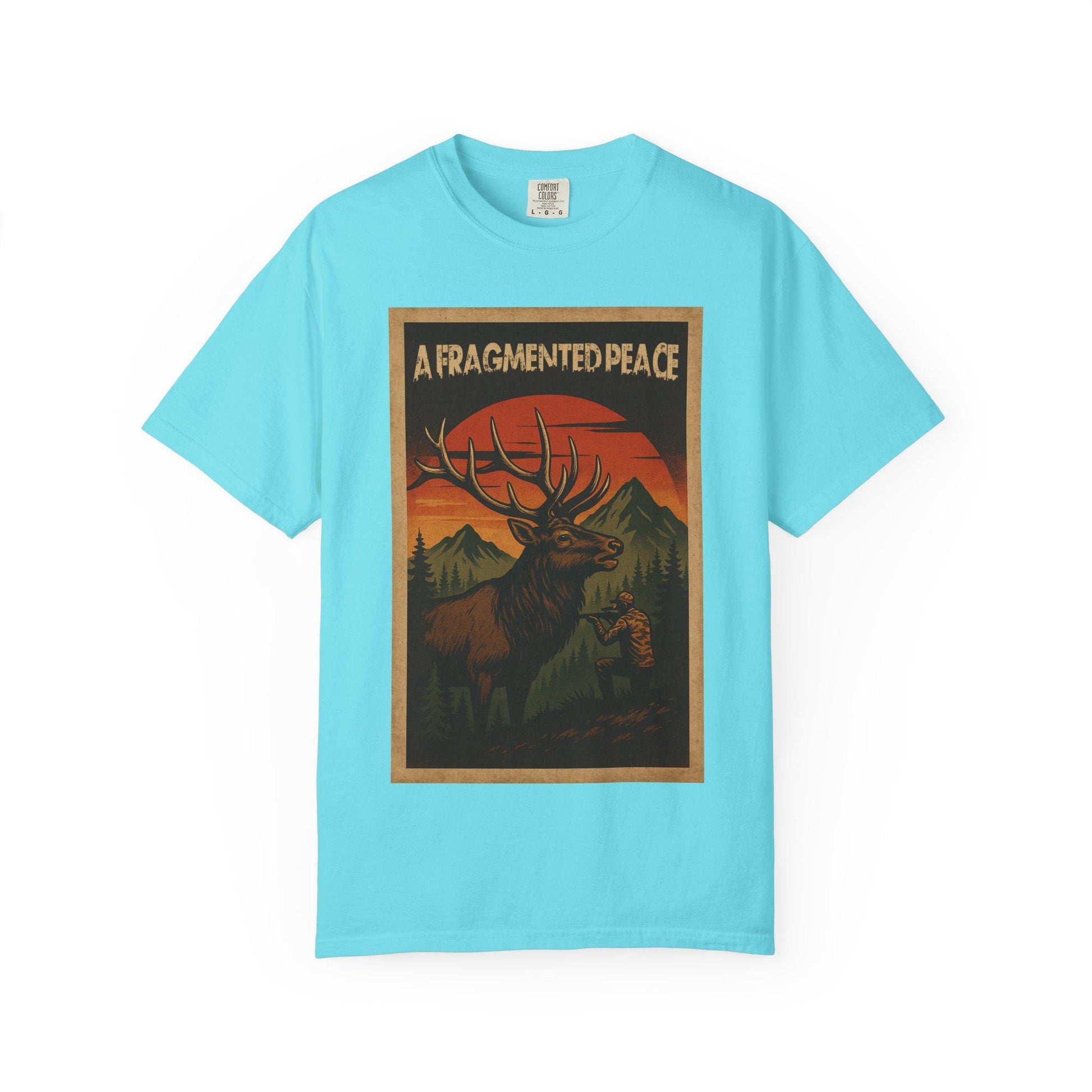 Fragmented peace Elk Portrait  Nature lovers hunters gift for dad grandpa and son or any outdoors man Unisex Garment-Dyed T-shirt - Toddcraft