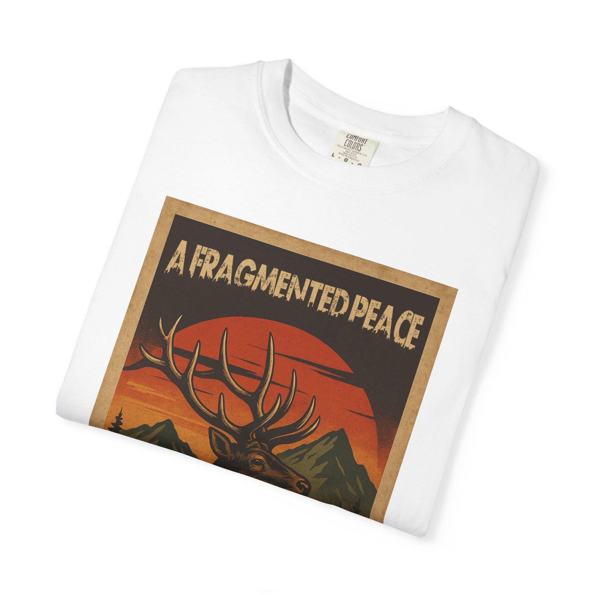 Fragmented peace Elk Portrait  Nature lovers hunters gift for dad grandpa and son or any outdoors man Unisex Garment-Dyed T-shirt - Toddcraft