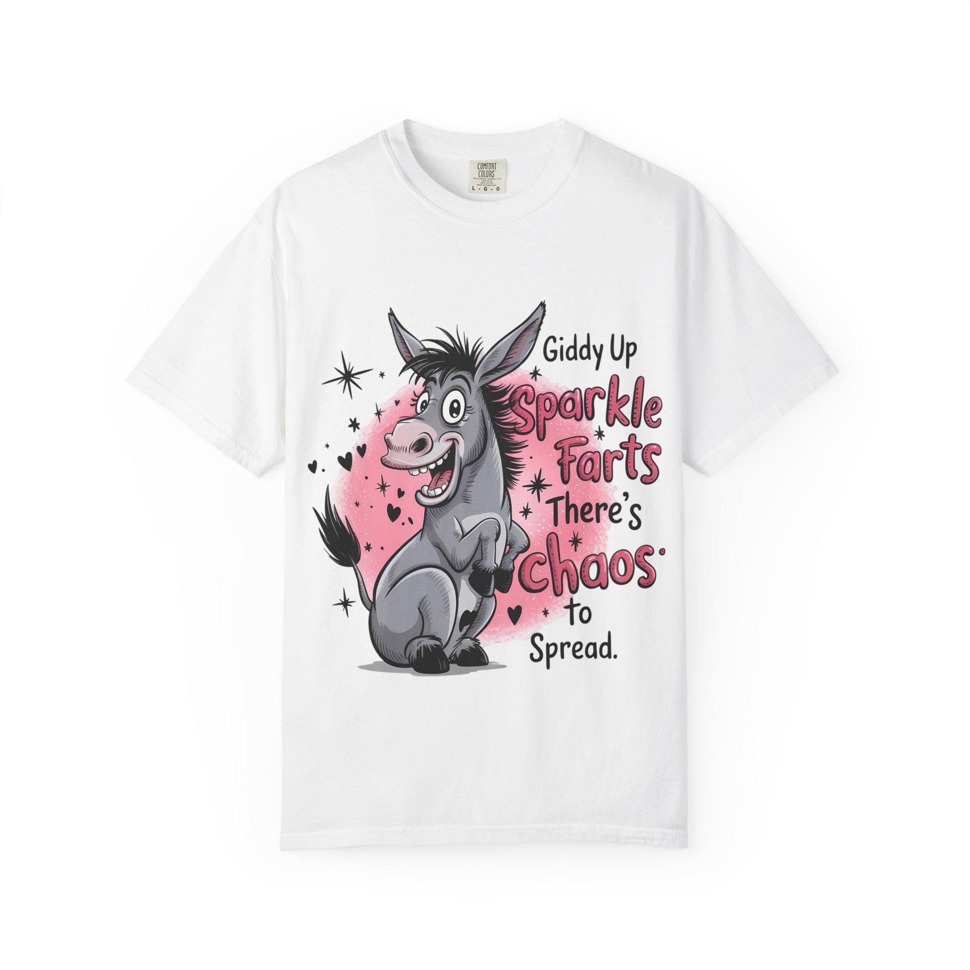 Funny Donkey T-Shirt Unisex Giddy Up Sparkle Farts Graphic Tee Casual Garment-Dyed Top - Toddcraft