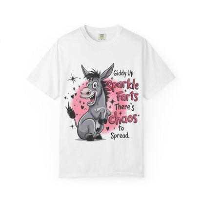 Funny Donkey T-Shirt Unisex Giddy Up Sparkle Farts Graphic Tee Casual Garment-Dyed Top - Toddcraft