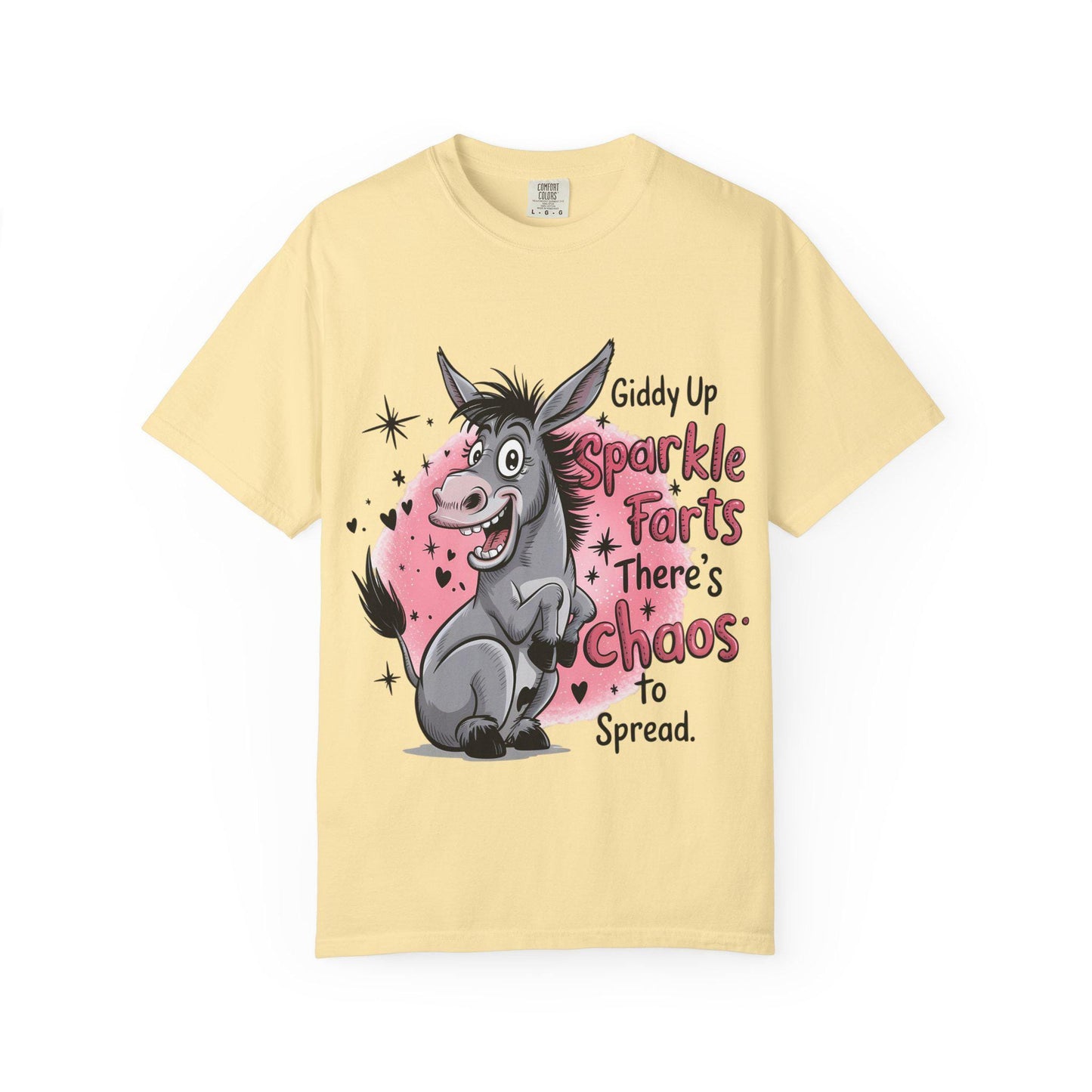 Funny Donkey T-Shirt Unisex Giddy Up Sparkle Farts Graphic Tee Casual Garment-Dyed Top - Toddcraft