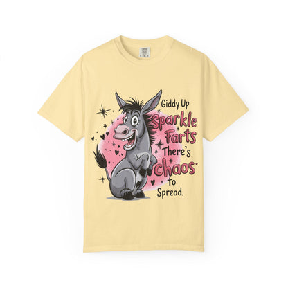 Funny Donkey T-Shirt Unisex Giddy Up Sparkle Farts Graphic Tee Casual Garment-Dyed Top - Toddcraft