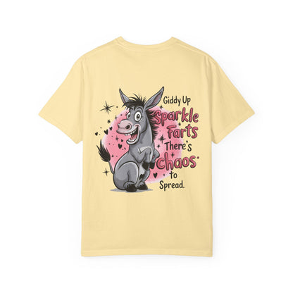 Funny Donkey T-Shirt Unisex Giddy Up Sparkle Farts Graphic Tee Casual Garment-Dyed Top - Toddcraft