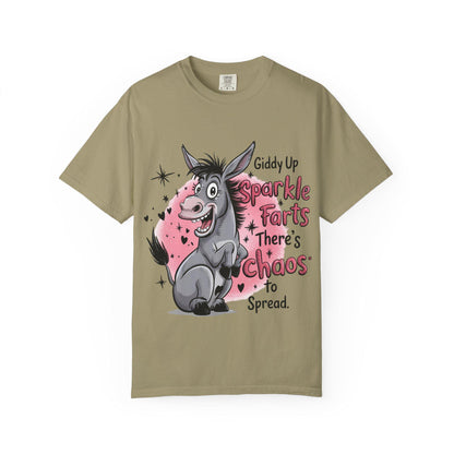 Funny Donkey T-Shirt Unisex Giddy Up Sparkle Farts Graphic Tee Casual Garment-Dyed Top - Toddcraft