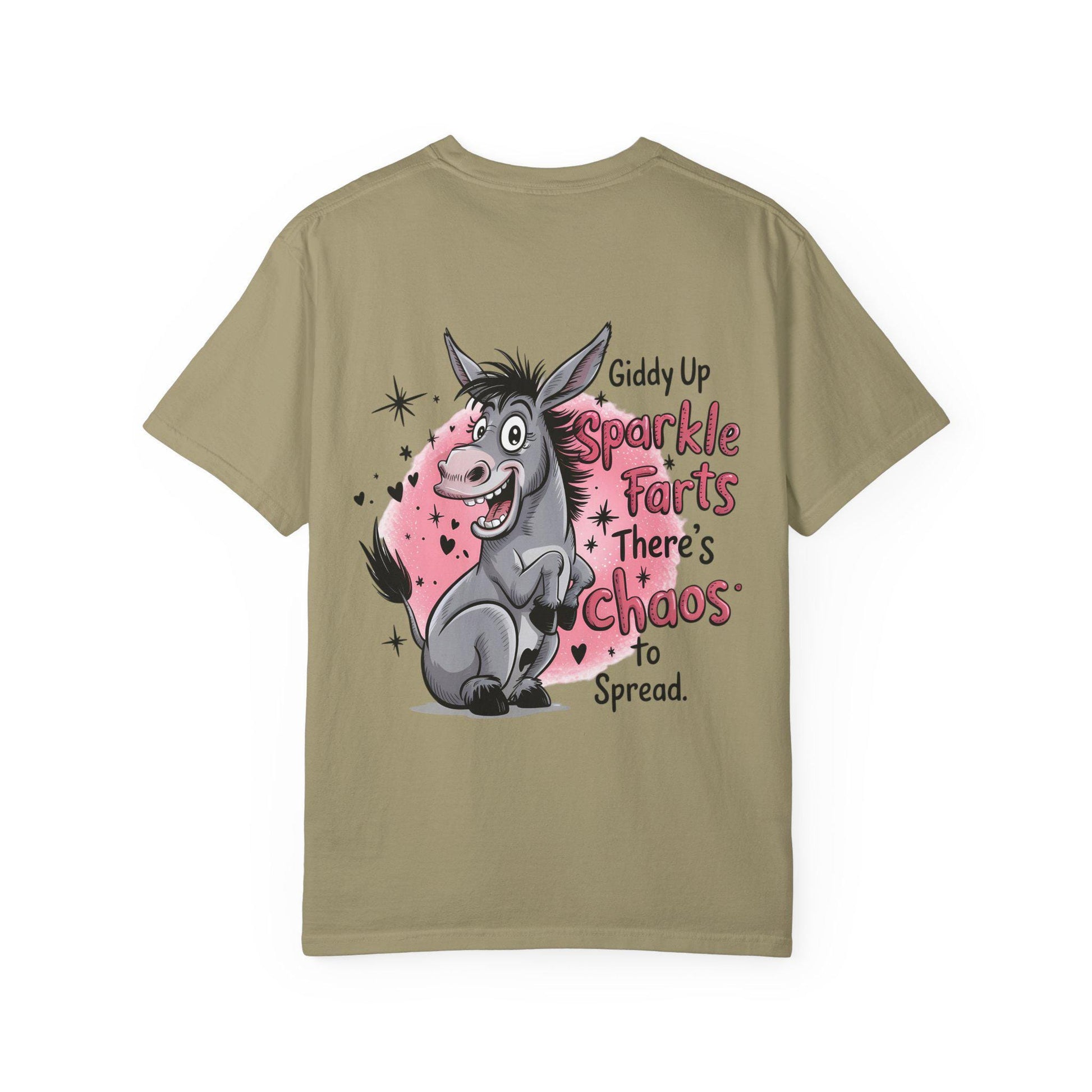 Funny Donkey T-Shirt Unisex Giddy Up Sparkle Farts Graphic Tee Casual Garment-Dyed Top - Toddcraft