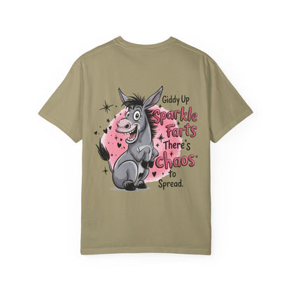 Funny Donkey T-Shirt Unisex Giddy Up Sparkle Farts Graphic Tee Casual Garment-Dyed Top - Toddcraft