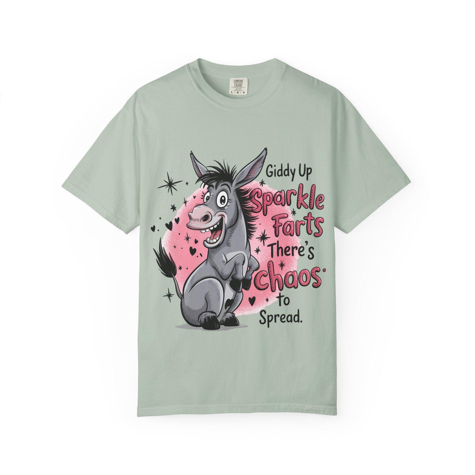 Funny Donkey T-Shirt Unisex Giddy Up Sparkle Farts Graphic Tee Casual Garment-Dyed Top - Toddcraft