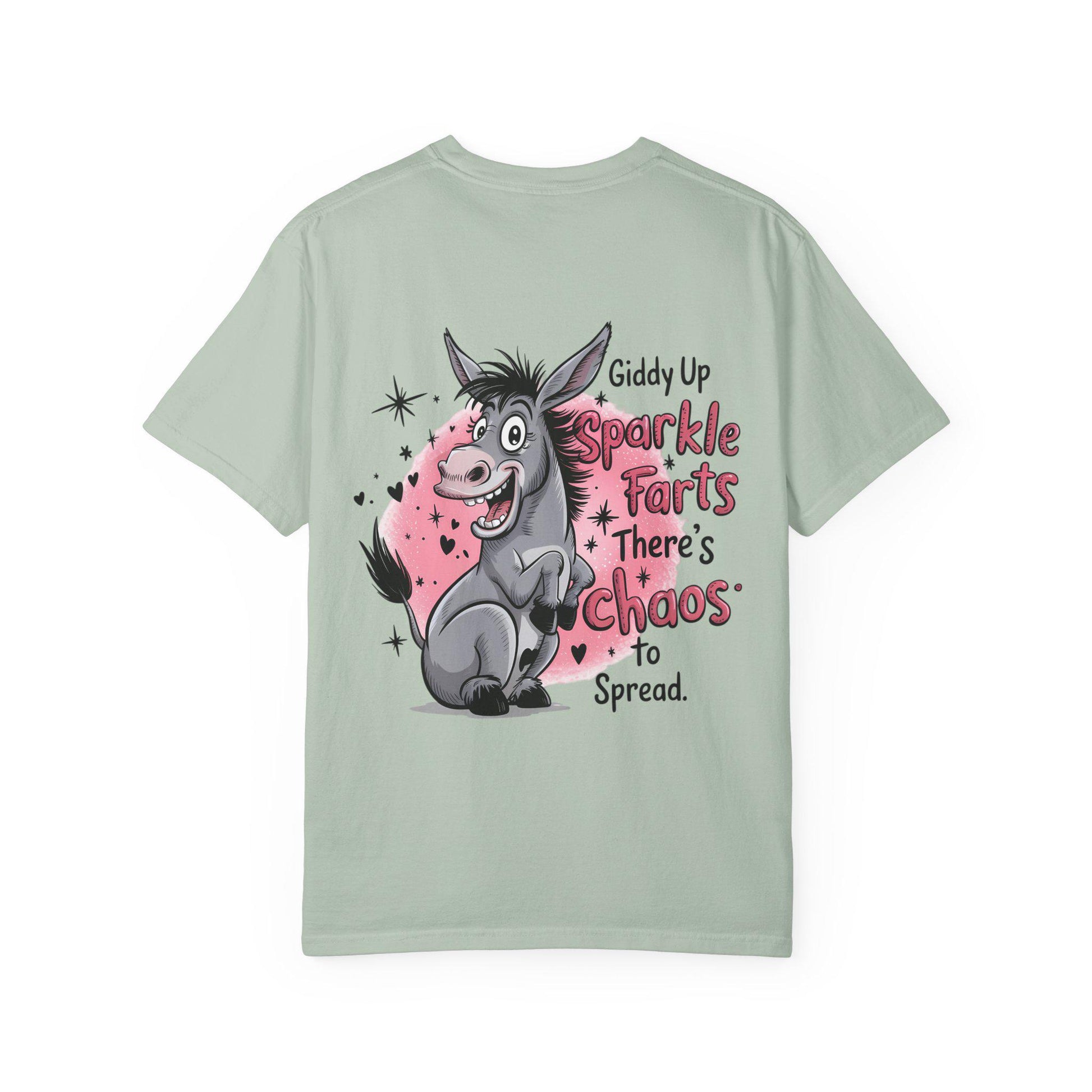 Funny Donkey T-Shirt Unisex Giddy Up Sparkle Farts Graphic Tee Casual Garment-Dyed Top - Toddcraft