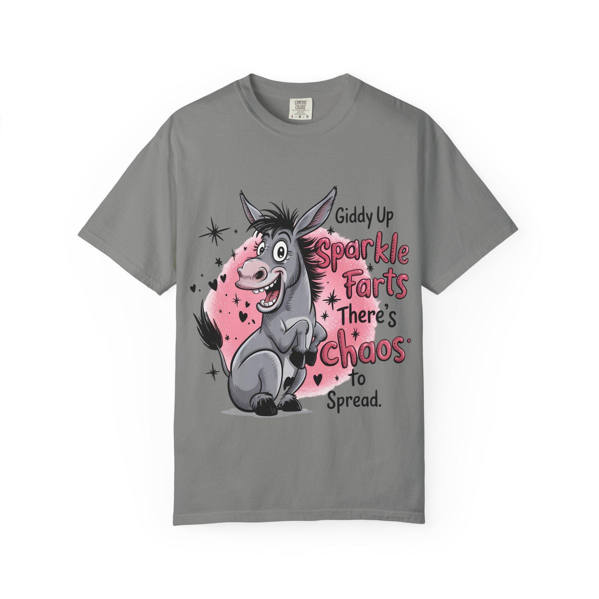 Funny Donkey T-Shirt Unisex Giddy Up Sparkle Farts Graphic Tee Casual Garment-Dyed Top - Toddcraft