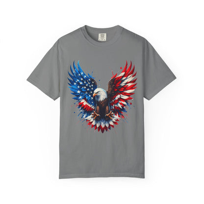 Patriotic Bald Eagle T-Shirt Unisex Soft Garment-Dyed Tee for 4th of July Independence Day Casual Wear - Toddcraft