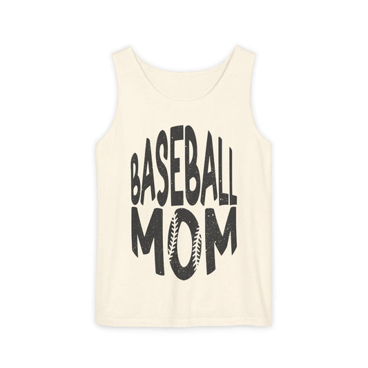 Baseball Mom Unisex Garment-Dyed Tank Top  Game Day Sports Mom Shirt, Cute Athletic Summer Tee, Soft Vintage Baseball Fan Gift - Toddcraft