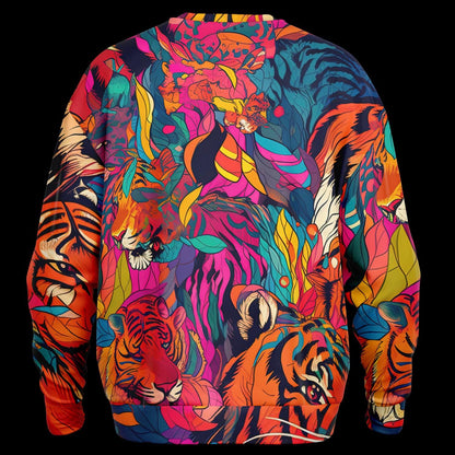Bengal Tiger Oversized Sweatshirt  Heavyweight AOP Subliminal Tiger Graphic Hoodie, Cozy Unisex Pullover - Toddcraft