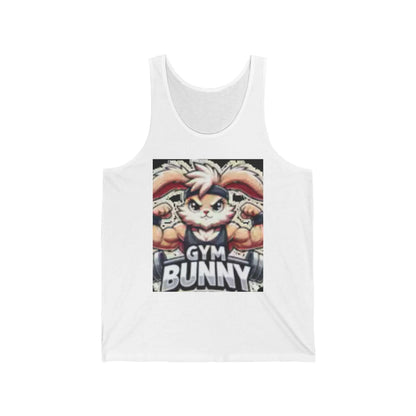 Gym Bunny Unisex Jersey Tank Top  Cute Bunny Lifting Weights Workout Shirt for Fitness Lovers - Toddcraft