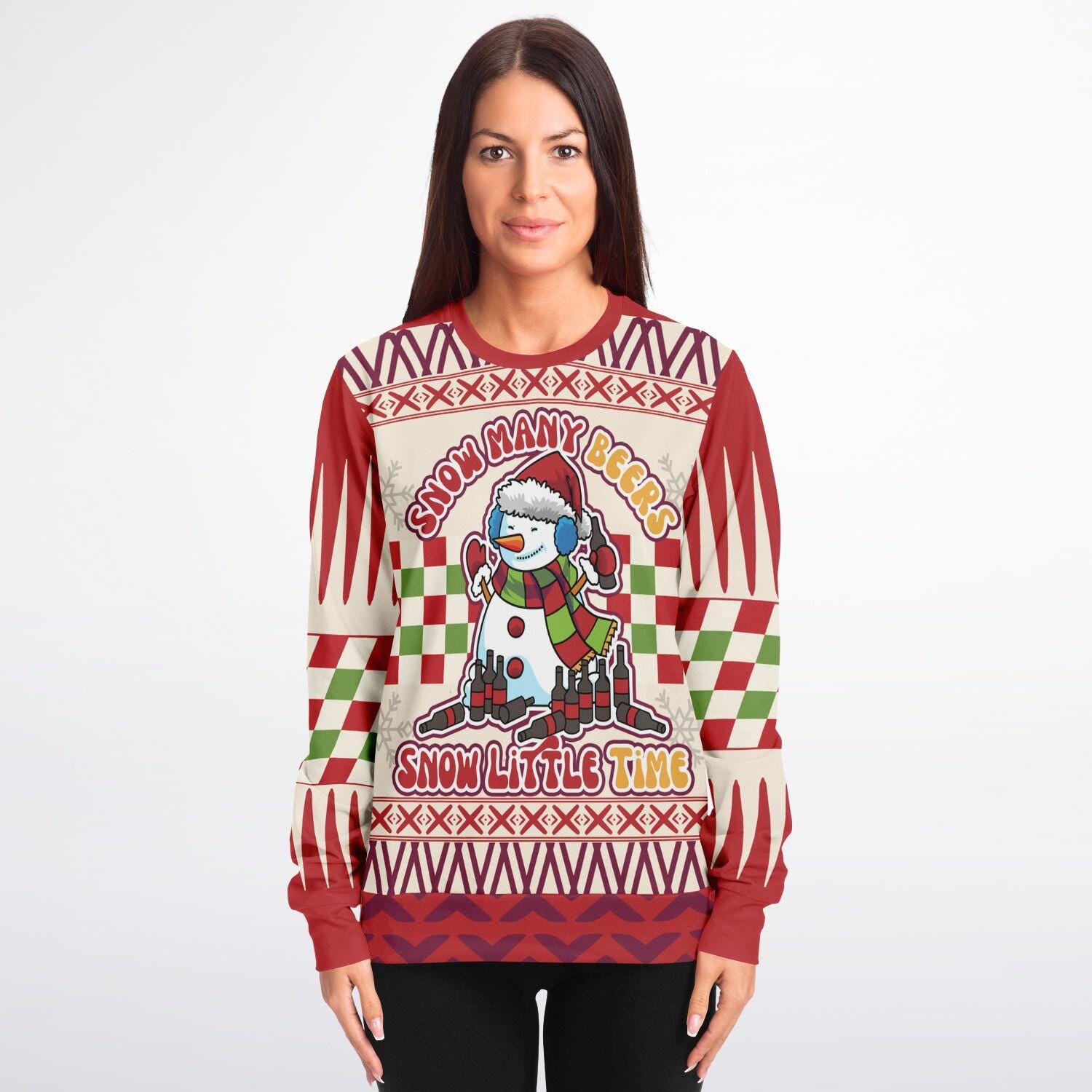 Funny Christmas Beer Sweatshirt  Snowman Many Beers Snow Little Time Shirt  Holiday Drinking Sweater  Winter Party Gift for Beer Lovers - Toddcraft