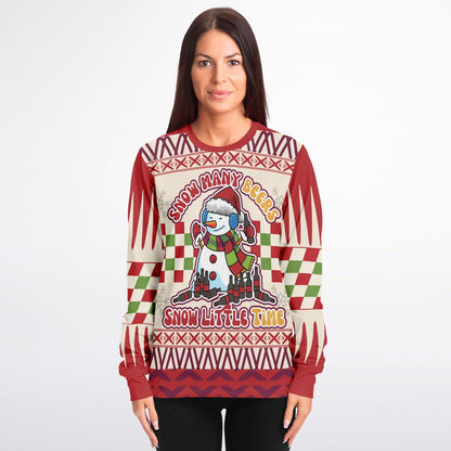 Funny Christmas Beer Sweatshirt  Snowman Many Beers Snow Little Time Shirt  Holiday Drinking Sweater  Winter Party Gift for Beer Lovers - Toddcraft