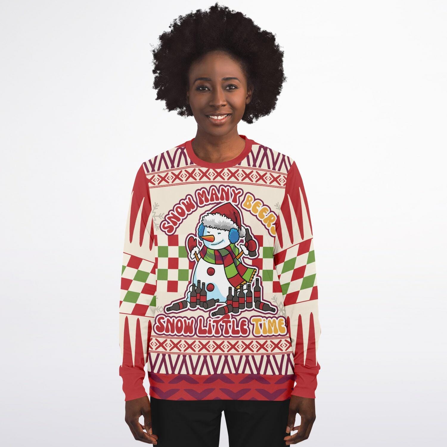 Funny Christmas Beer Sweatshirt  Snowman Many Beers Snow Little Time Shirt  Holiday Drinking Sweater  Winter Party Gift for Beer Lovers - Toddcraft