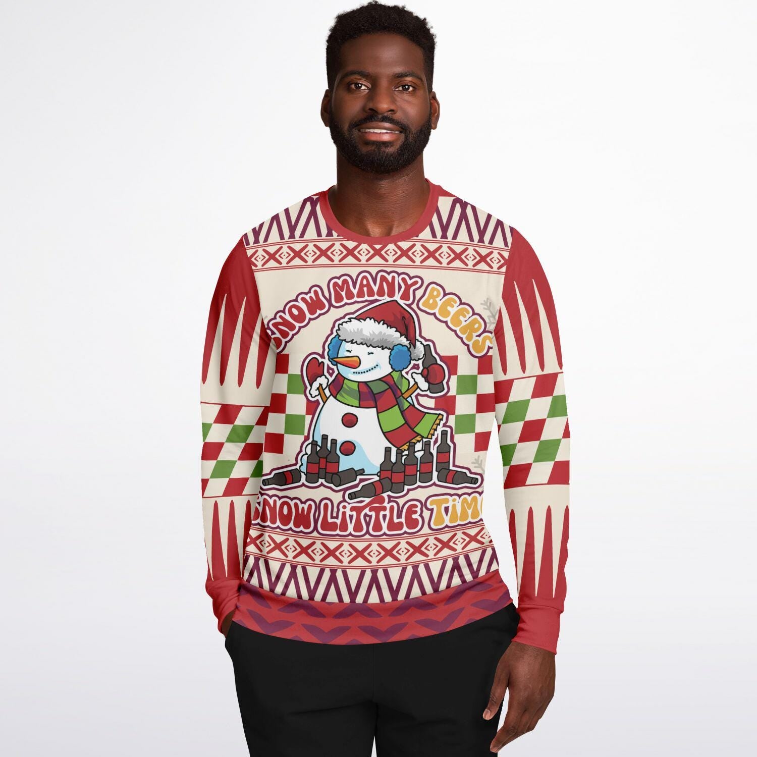 Funny Christmas Beer Sweatshirt  Snowman Many Beers Snow Little Time Shirt  Holiday Drinking Sweater  Winter Party Gift for Beer Lovers - Toddcraft