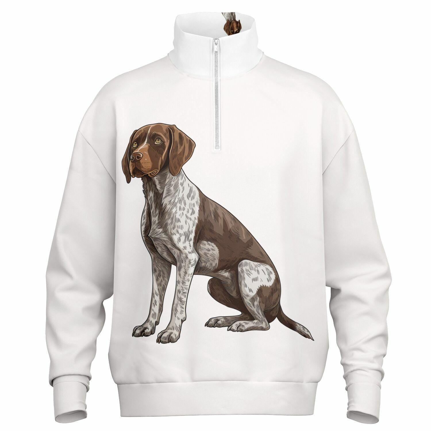 German Shorthaired Pointer Sweatshirt - Oversized Heavyweight Quarter Zip Pullover - Cozy Dog Lover Gift AOP Hoodie - Toddcraft