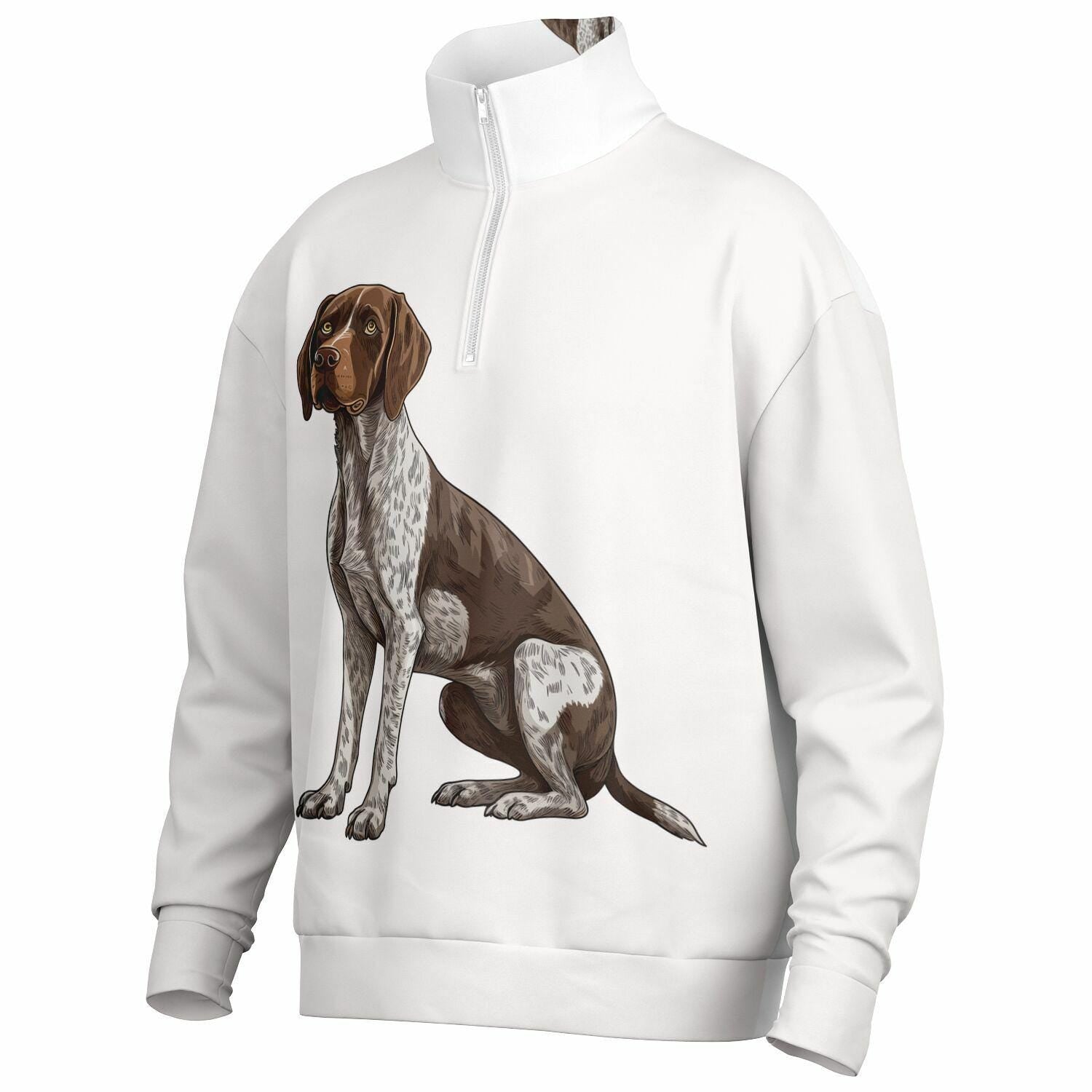 German Shorthaired Pointer Sweatshirt - Oversized Heavyweight Quarter Zip Pullover - Cozy Dog Lover Gift AOP Hoodie - Toddcraft