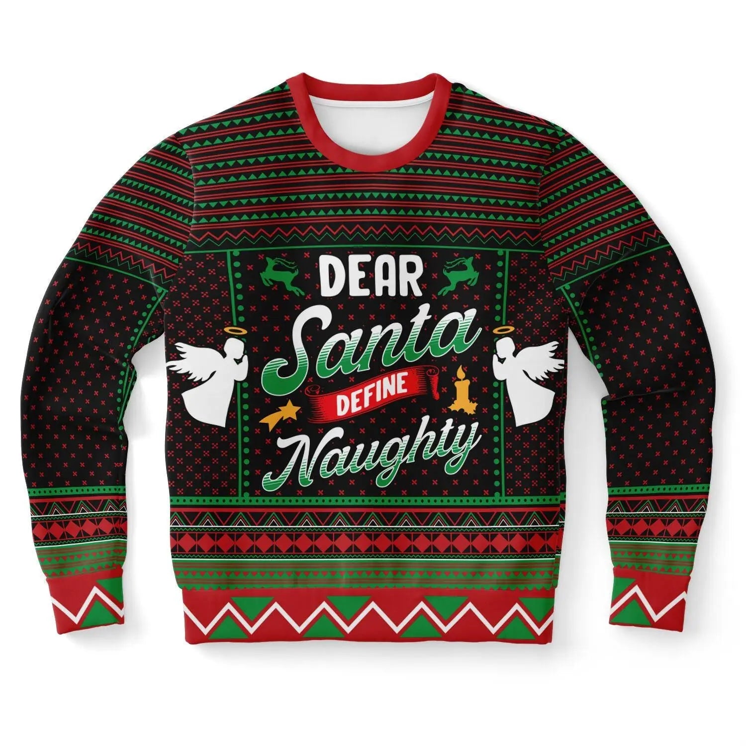 Naughty Dear Santa Sweatshirt Funny Colorful Christmas Gift for Family Holiday Subliminal Design Cozy Xmas Top - Toddcraft