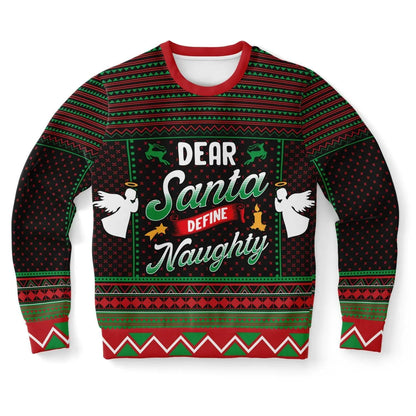 Naughty Dear Santa Sweatshirt Funny Colorful Christmas Gift for Family Holiday Subliminal Design Cozy Xmas Top - Toddcraft