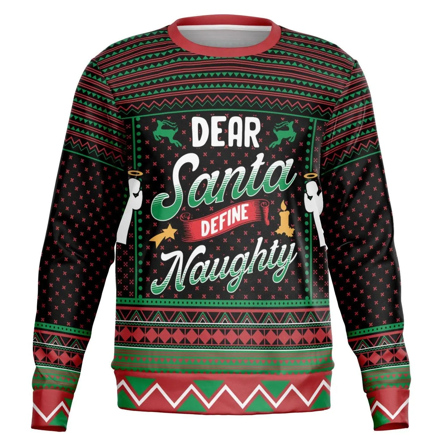 Naughty Dear Santa Sweatshirt Funny Colorful Christmas Gift for Family Holiday Subliminal Design Cozy Xmas Top - Toddcraft